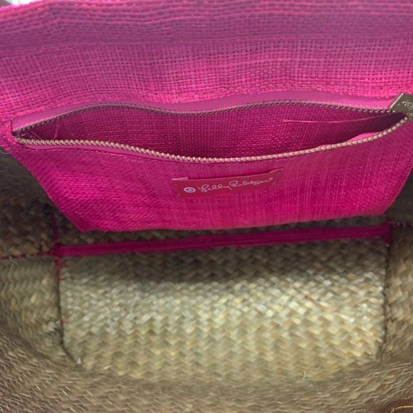 Lilly Pulitzer Pink Tote Bag with Tan Handles - Picture 6 of 7